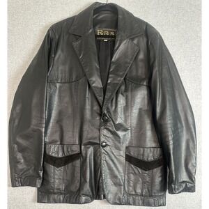 Vintage Western Suede Leather Blazer Sport Coat Men 46 Rockabilly Cowboy Pioneer